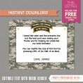 Army Party Invitation with FREE Thank you Card