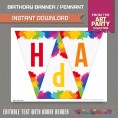 Art Party Printable Birthday Banner with Spacers 