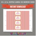 Circus Carnival Party Water Bottle Labels or Napkin Rings