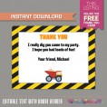 Construction Party Invitation with FREE Thank you Card (Design 2)