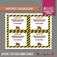 Construction Party Invitation with FREE Thank you Card (Design 2)