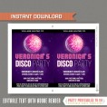 Disco Party Invitation with FREE Thank you Cards (Purple) 