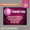 Disco Party Ticket Invitation with FREE Thank you Card