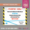 Laser Tag Invitation with FREE Thank you Card (Ink Saver version)