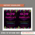 Neon Glow Party Invitation with FREE Thank you Cards (v.3)