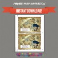 Pirate Map Birthday Party Printable Invitation with FREE Thank you Card
