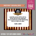Pirate Birthday Party Invitation with FREE Thank you Card 