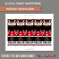 Red Carpet Party Ticket Invitation with FREE Thank you Card