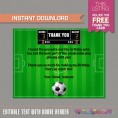 Soccer Invitation with FREE Thank you Card