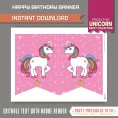 Unicorn Party Printable Birthday Banner with Spacers 