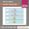 Unicorn Party Water Bottle Labels 