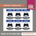 Video Game Party VIP Pass printable Insert (Blue)