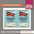 Vintage Airplane Party Invitation with FREE Thank you Card! 