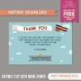 Airplane Party Ticket Invitation with FREE Thank you Card