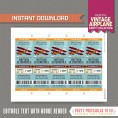 Airplane Party Ticket Invitation with FREE Thank you Card