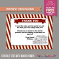 Vintage Train Ticket Invitation with FREE Thank you Cards