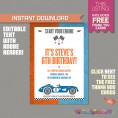 Race Car Birthday Invitation with FREE Thank you Cards