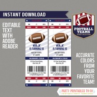 Arizona Cardinals NFL Football Birthday Invitation Ticket Style